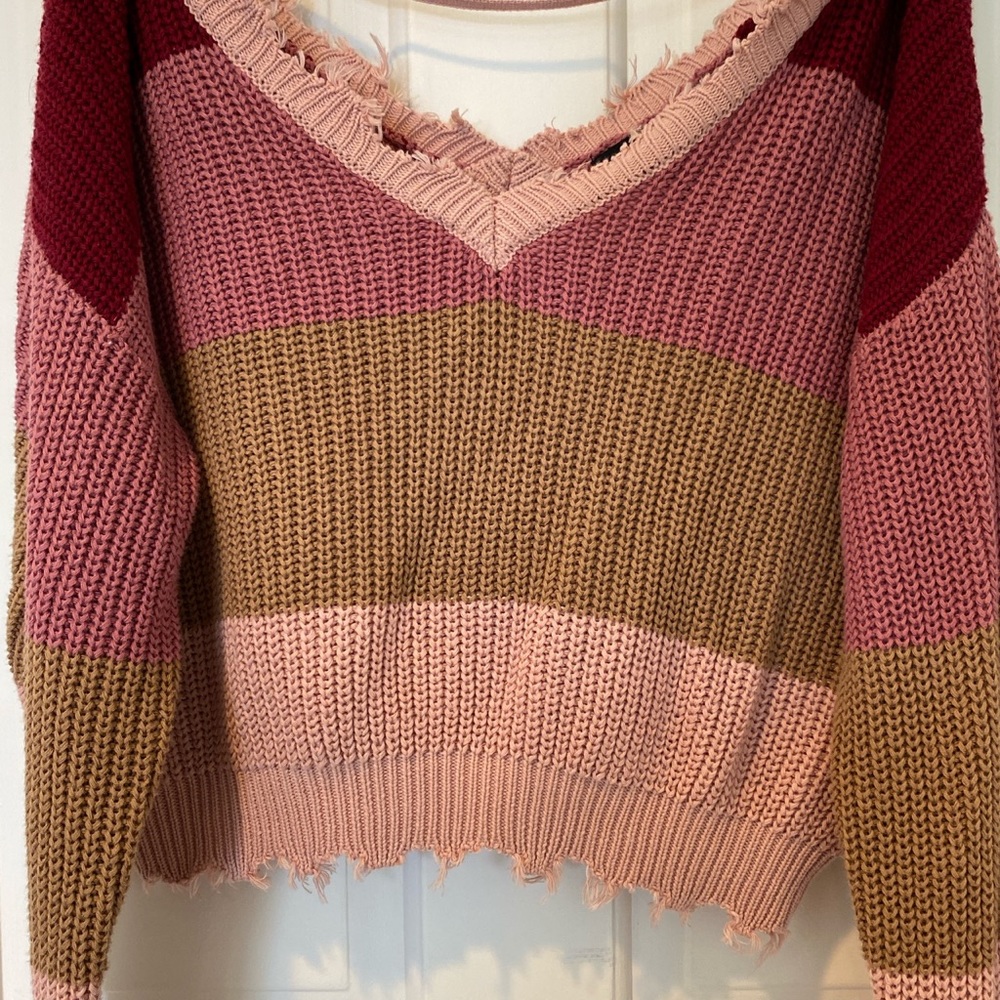 Cropped Distressed Sweater